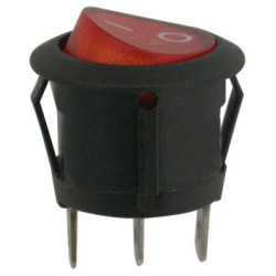 KIPPSCHALTER Ø 20 mm 12 V - 15A, 3-POLIG MIT ROTER LEUCHTANZEIGE