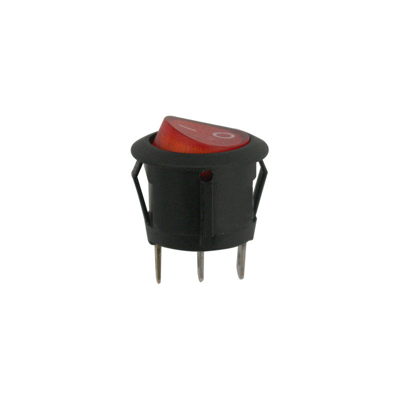 KIPPSCHALTER Ø 20 mm 12 V - 15A, 3-POLIG MIT ROTER LEUCHTANZEIGE
