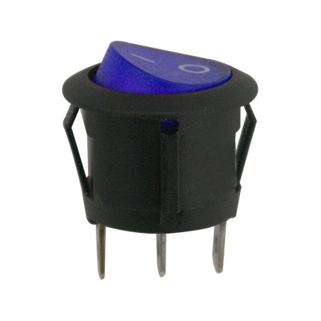 ROCKER SWITCH Ø 20 mm 12 V - 15A / 3 PIN BLUE ILLUMINATED