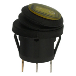 KIPPSCHALTER DICHT Ø 20 mm 12 V - 15A, 3-POLIG MIT GELBER LEUCHTANZEIGE