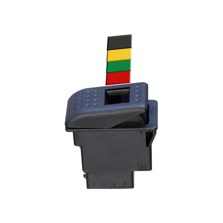 KIPPSCHALTER 29,1 X 44,1 mm 12/24V - 8/6A (4-POLIG MIT 4 FARBIGEN ANZEIGEN)