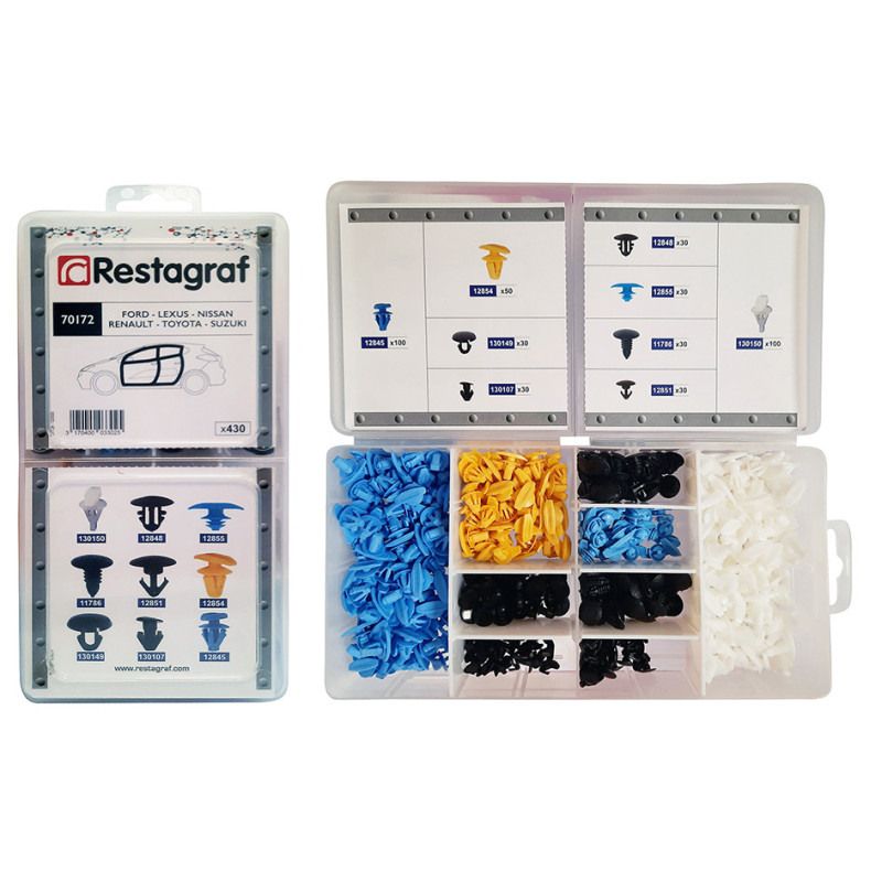ASSORTMENT BOX OF WEATHERSTRIP CLIPS FORD LEXUS NISSAN RENAULT TOYOTA SUZUKI TYPE