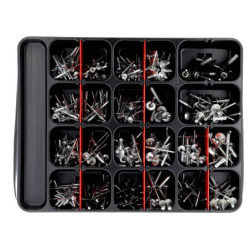 ASSORTMENT TRAY OF RIVETS FOR DOORS AND TAILGATES