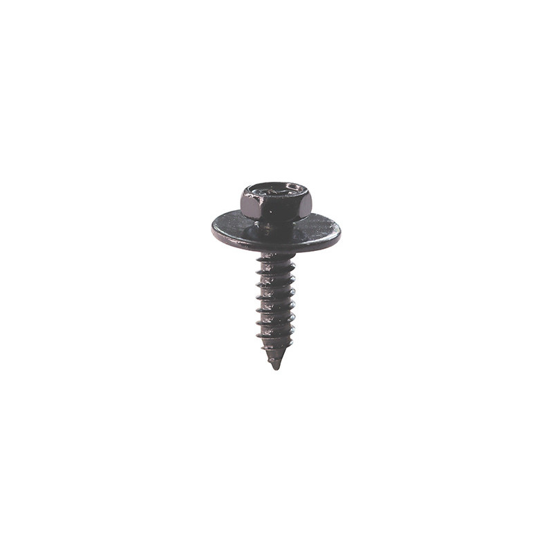 BLACK ZINC PLATED HEXAGON HEAD SELF TAPPING SCREW WITH WASHER Ø 5 x 20 mm
