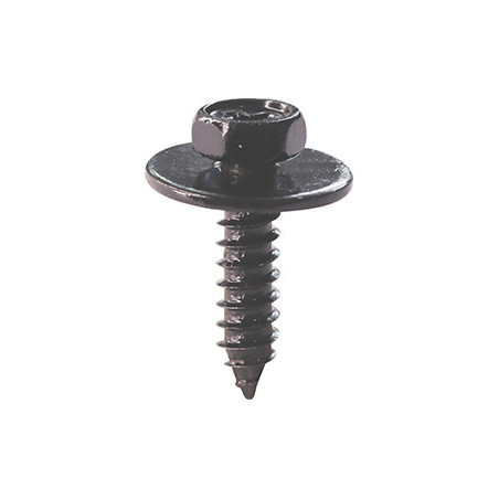 BLACK ZINC PLATED HEXAGON HEAD SELF TAPPING SCREW WITH WASHER Ø 5 x 20 mm