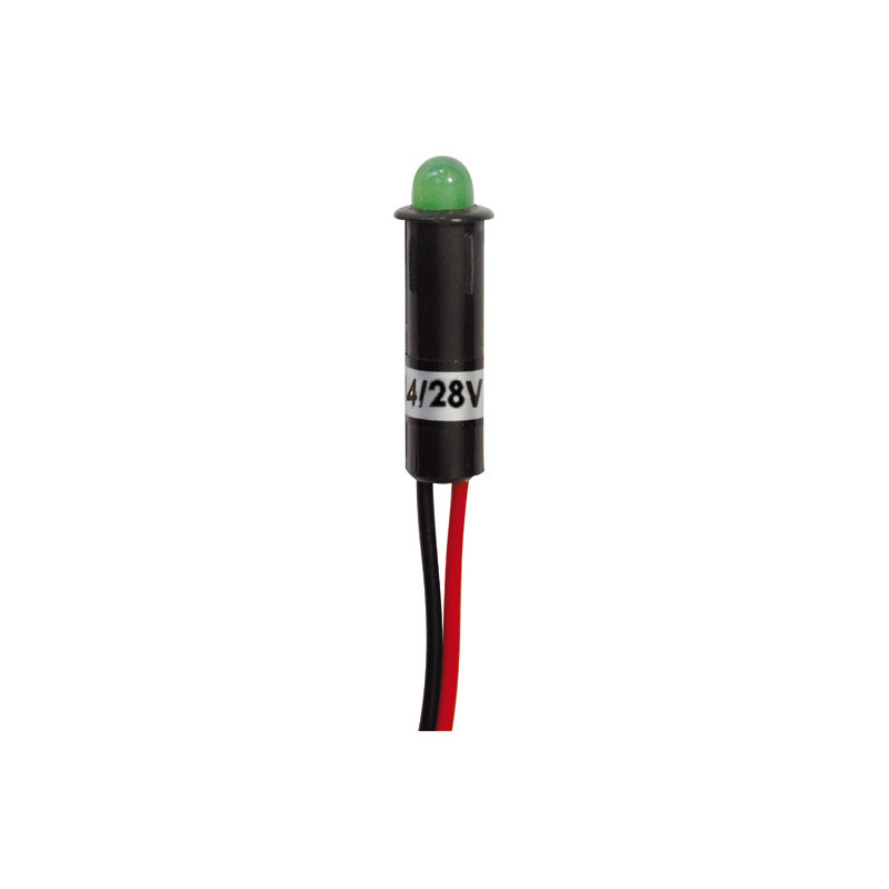 VOYANT LUMINEUX VERT Ø 6,5 mm 24/28V À LED