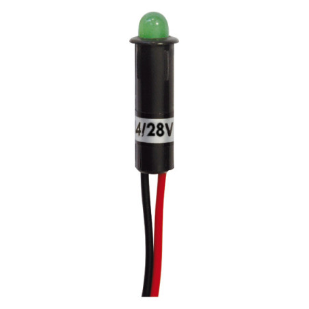 VOYANT LUMINEUX VERT Ø 6,5 mm 24/28V À LED