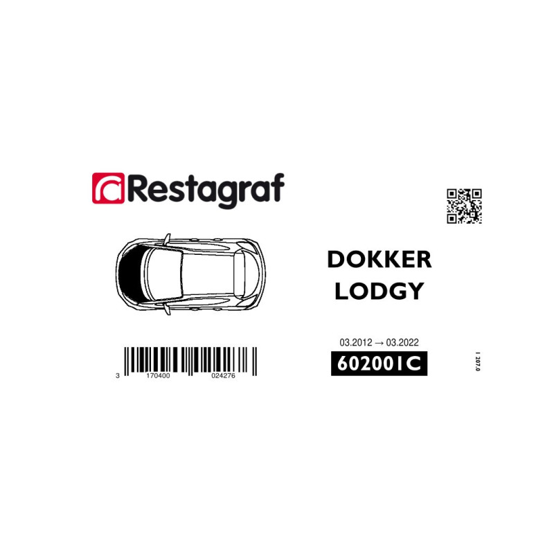 Fasteners kit for bonnet LODGY / DOKKER 03.2012 → 03.2022