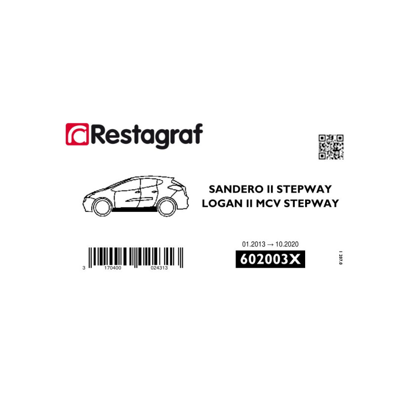 Befestigungssatz für die unterbodenleiste LOGAN II / SANDERO II STEPWAY Version 01.2013 → 10.2020