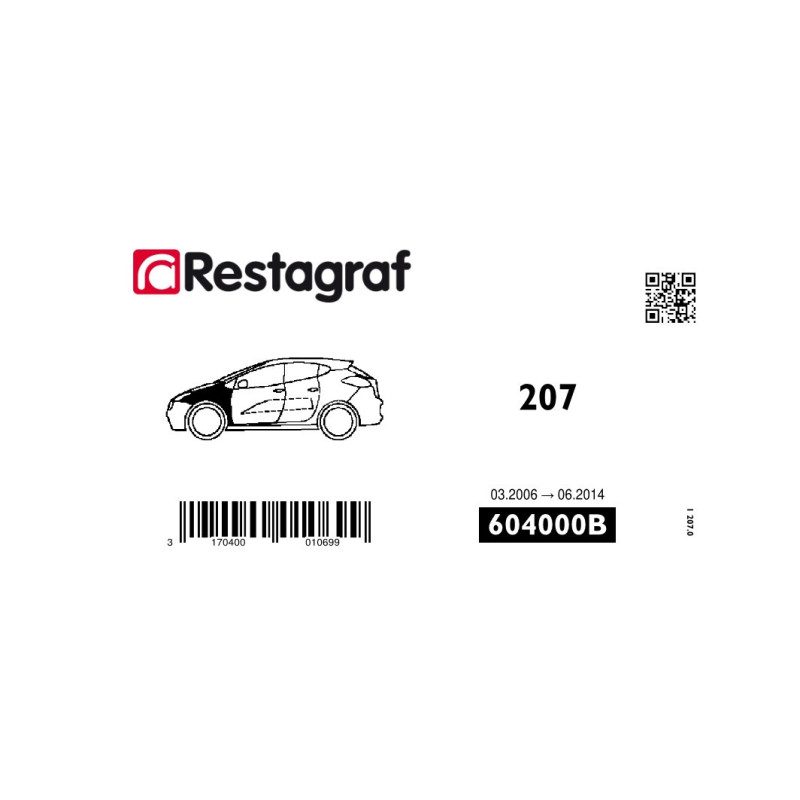 Fasteners kit for front fender 207 All versions 03.2006 → 12.2012