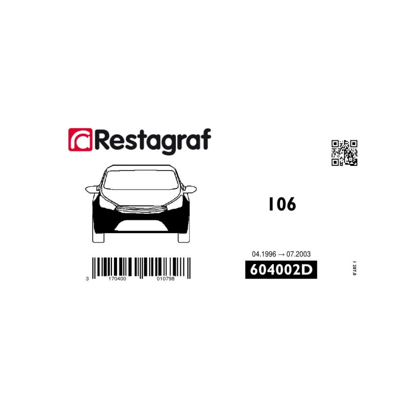 Fasteners kit for front bumper 106 (Phase 2) 04.1996 → 07.2003