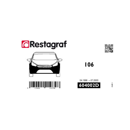Fasteners kit for front bumper 106 (Phase 2) 04.1996 → 07.2003