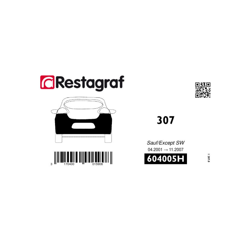 Befestigungssatz für die hintere stoßstange 307 Berline 04.2001 → 11.2007