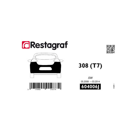 Befestigungssatz für die hintere stoßstange 308 (T7) SW 05.2008 → 03.2014