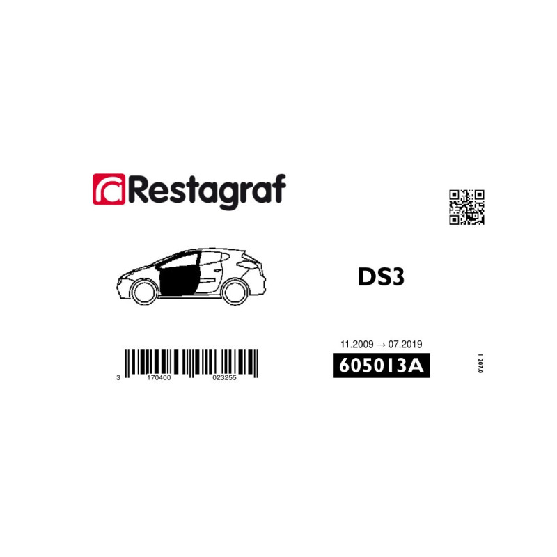 Fasteners kit for doors DS3 All versions 11.2009 → 07.2019