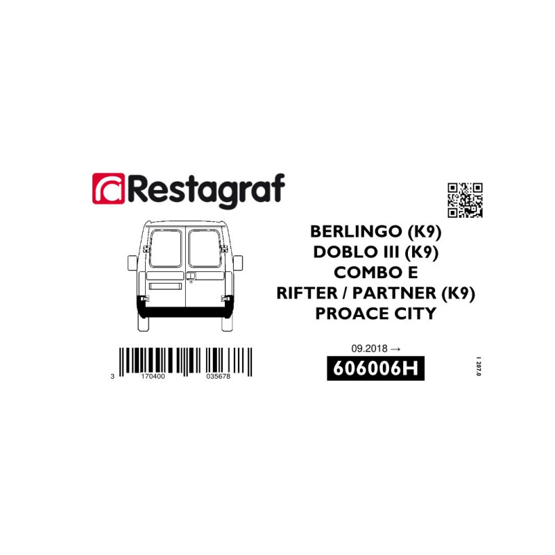 Bevestigingsset voor achterbumper BERLINGO (K9) / COMBO E  / DOBLO III / PROACE CITY / PARTNER (K9)  09.2018 →