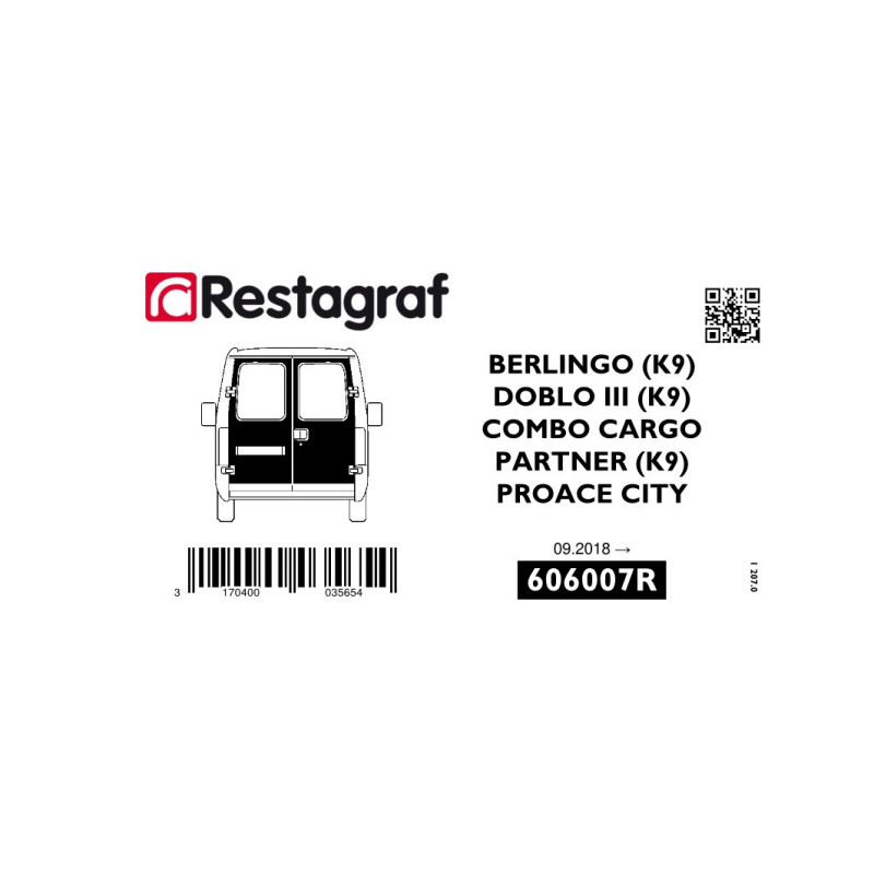 Befestigungssatz für hintertüren  BERLINGO / COMBO E / DOBLO III / PROACE CITY / RIFTER / PARTNER 09.2018 → (Alle versionen)