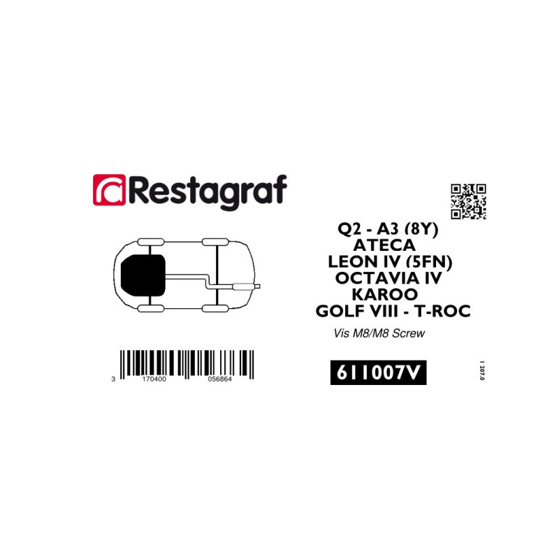 Fasteners kit for engine undercover mudguard A3 -Q2 / ATECA / LEON IV / KAROQ / OCTAVIA IV / GOLF VIII / T ROC