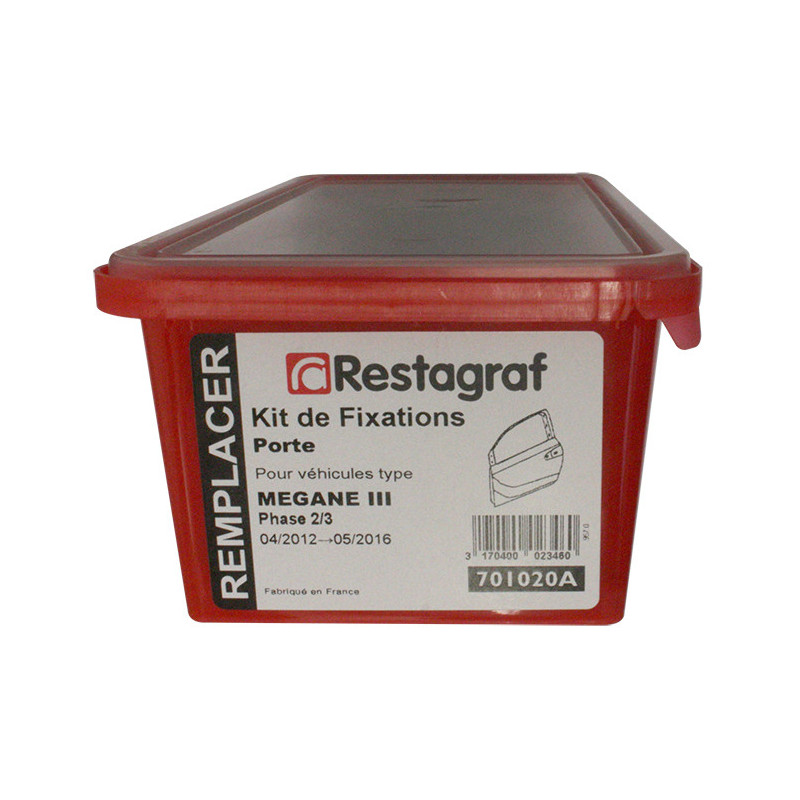 Kit de Fixations pour Porte MEGANE III Phase 2-3 sauf CC 04.2012 → 05.2016