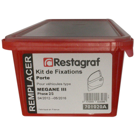 Kit de Fixations pour Porte MEGANE III Phase 2-3 sauf CC 04.2012 → 05.2016 Kit de Fixations pour Porte MEGANE III Phase 2-3 sauf CC 04.2012 → 05.2016
