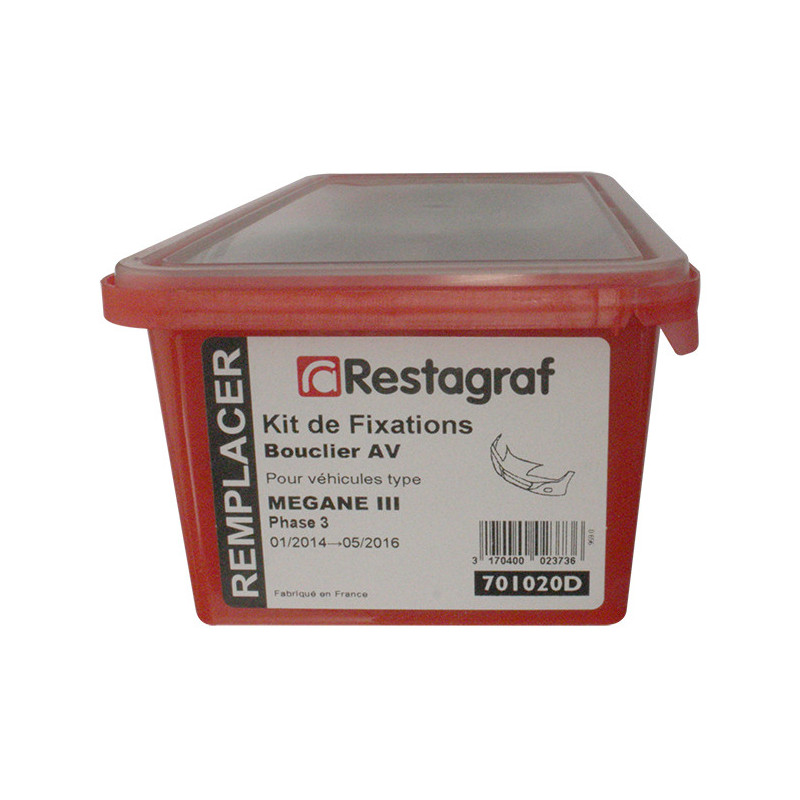 Kit de Fixations pour Bouclier AV MEGANE III Phase 3 NBI 01.2014 → 05.2016
