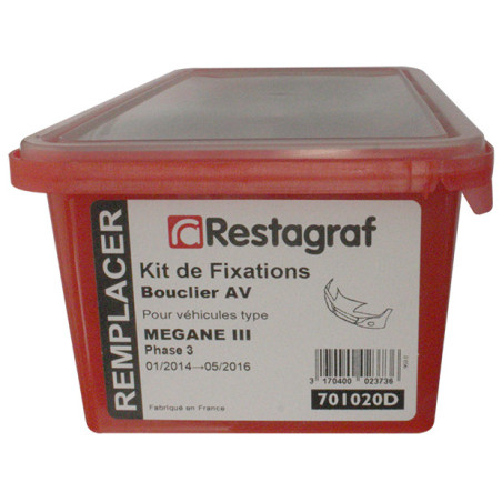 Kit de Fixations pour Bouclier AV MEGANE III Phase 3 NBI 01.2014 → 05.2016