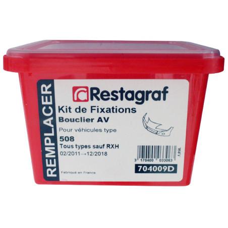 Kit met bevestigingsmateriaal voor Voorbumper 508 Alle modellen m.u.v. RXH 02.2011 → 12.2018 Kit met bevestigingsmateriaal voor Voorbumper 508 Alle modellen m.u.v. RXH 02.2011 → 12.2018