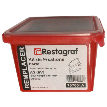Kit met bevestigingsmateriaal voor Portier A3 (8V) Fase 1 09.2012 → 08.2016 Kit met bevestigingsmateriaal voor Portier A3 (8V) Fase 1 09.2012 → 08.2016