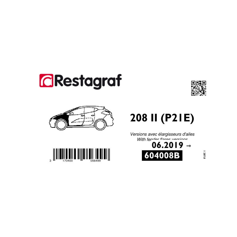 Befestigungssatz für frontflügel 208 (P21E) mit Kotflügelverbreiterungen 06.2019 →