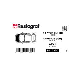 Fasteners kit for bonnet CAPTUR II 11.2019 →/ SYMBIOZ All versions 09.2024 →/ ASX II 03.2023 →