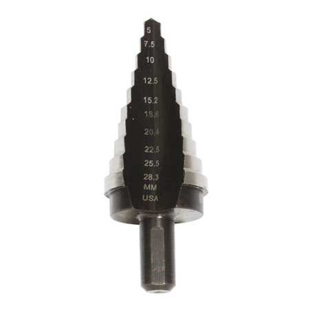 CONICAL STEP DRILL MULTI-DIAMETER 10 STEPS Ø 5 → 28,3 mm
