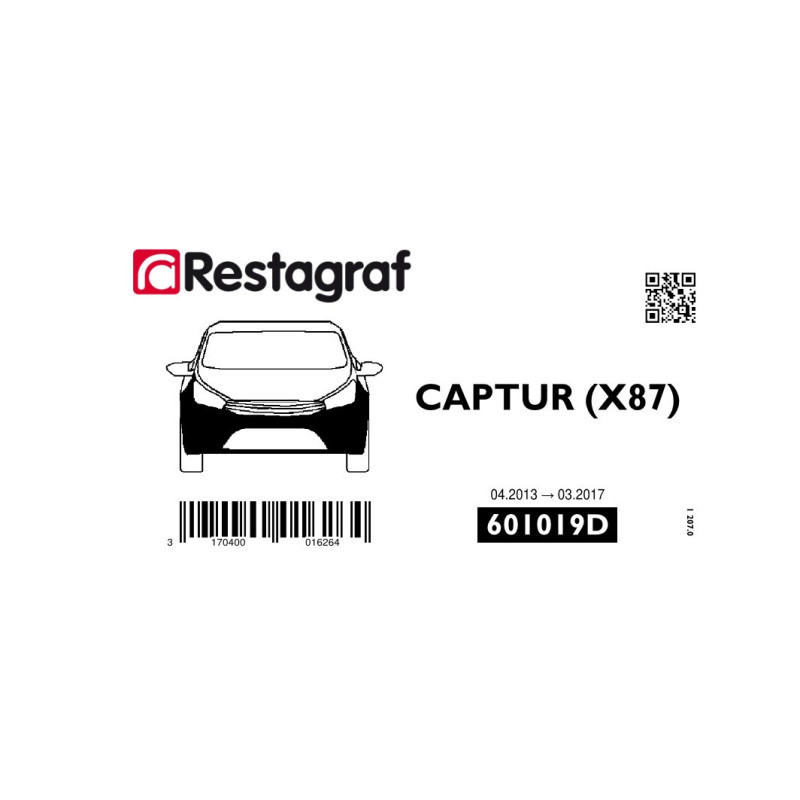 Fasteners kit for front bumper CAPTUR (Phase 1) 04. 2013 → 03.2017 Fasteners kit for front bumper CAPTUR (Phase 1) 04. 2013 → 03.2017