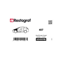 Fasteners kit for front fender 407 All versions except Coupe 04.2004 → 12.2011