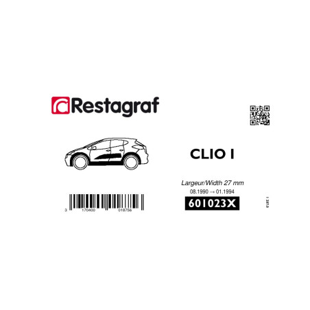 Bevestigingsset voor zijlijsten CLIO I (Phase 1) Binnenbreedte 27 mm 01.1990 → 01.1994 Bevestigingsset voor zijlijsten CLIO I (Phase 1) Binnenbreedte 27 mm 01.1990 → 01.1994