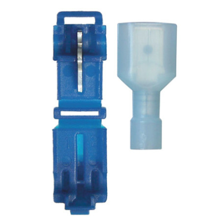 COSSE AUTO-DÉNUDANTE 6,35 x 0,8 mm (1 → 2,5 mm²) AVEC COSSE PLATE ISOLÉE MÂLE COSSE AUTO-DÉNUDANTE 6,35 x 0,8 mm (1 → 2,5 mm²) AVEC COSSE PLATE ISOLÉE MÂLE