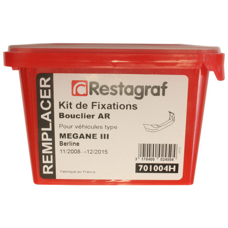 Kit met bevestigingsmateriaal voor Achterbumper MEGANE III Fase 1-2-3 11.2008 → 12.2015 Kit met bevestigingsmateriaal voor Achterbumper MEGANE III Fase 1-2-3 11.2008 → 12.2015