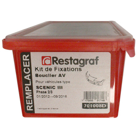 Fasteners Kit for Front bumper SCENIC III Phase 2-3 01.2012 → 09.2016 Fasteners Kit for Front bumper SCENIC III Phase 2-3 01.2012 → 09.2016