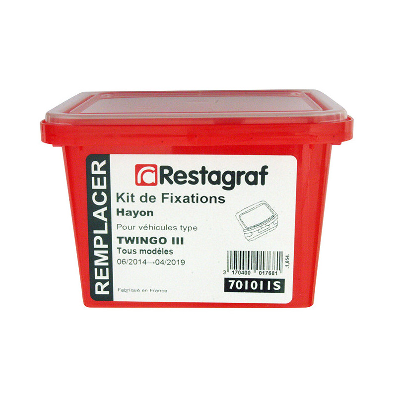 Kit de Fixations pour Hayon TWINGO III Tous modèles 06.2014 → 04.2019 Kit de Fixations pour Hayon TWINGO III Tous modèles 06.2014 → 04.2019