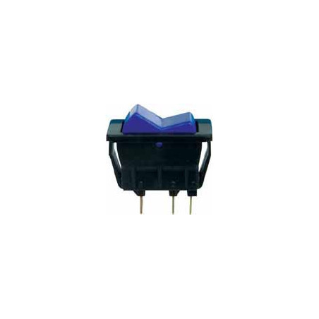WIPSCHAKELAAR  18,3 X 36,3 mm 12V - 12A (3 PENNEN MET BLAUWE DIODE)