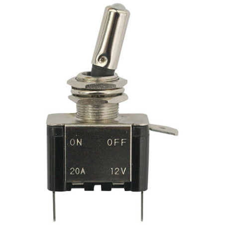 TUIMELSCHAKELAAR  Ø 12 mm 12 V - 20 A / 3 PENNEN MET WITTE DIODE TUIMELSCHAKELAAR  Ø 12 mm 12 V - 20 A / 3 PENNEN MET WITTE DIODE