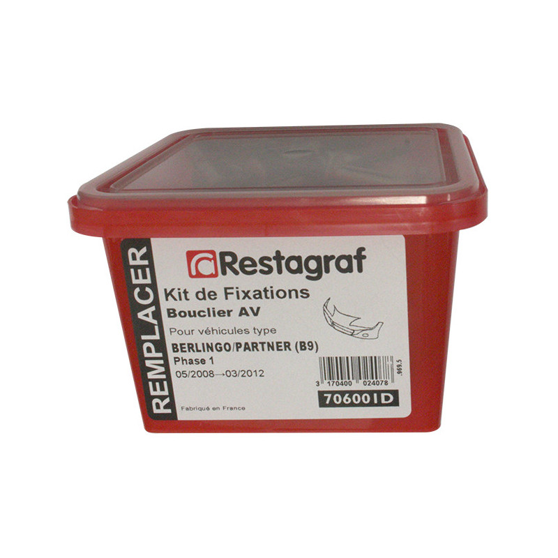 Fasteners Kit for Front bumper BERLINGO / PARTNER (B9) Passenger / Van Phase 1 05.2008 → 03.2012