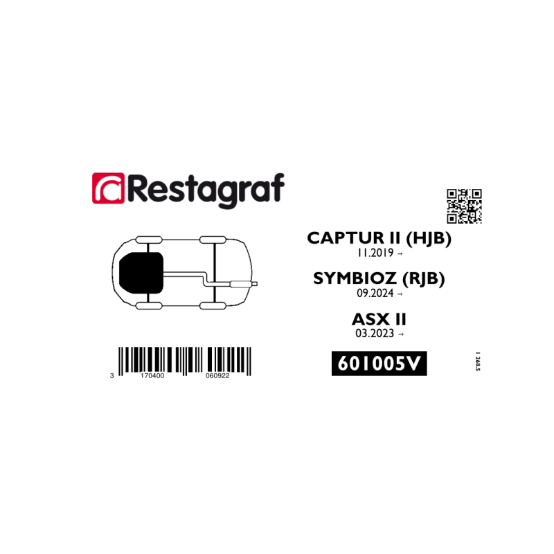 Bevestigingsset voor motorverkleding (onder) CAPTUR II 11.2019 →/ SYMBIOZ 09.2024 →/ ASX II 03.2023 →