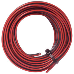 COURONNE DE 5 MÈTRES DE FIL ÉLECTRIQUE 2 X 0,5 mm² NOIR/ROUGE POUR HAUT-PARLEUR