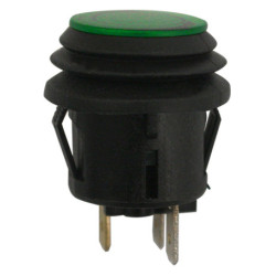 INTERRUPTEUR POUSSOIR ÉTANCHE Ø 20 mm 12V - 20A / 3 BROCHES LUMINEUX VERT