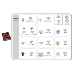 ASSORTMENT TRAY OF MOULDING CLIPS RENAULT TYPE