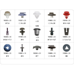 ASSORTMENT BOX OF PANEL AND TRIM CLIPS OPEL TYPE