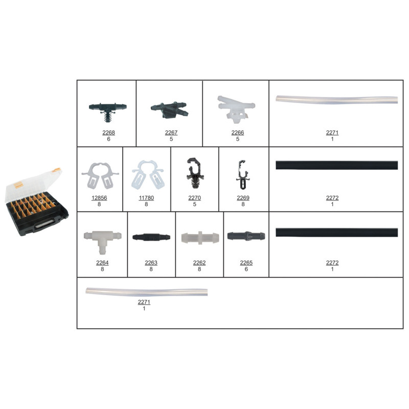 COFFRET D'ASSORTIMENT DE RACCORDS ET TUYAUX LAVE GLACE