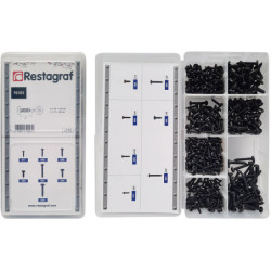 ASSORTMENT BOX OF BLACK ZINC PLATED PAN HEAD SELF TAPPING SCREWS Ø 2,9 → 4,8 mm DIN7981