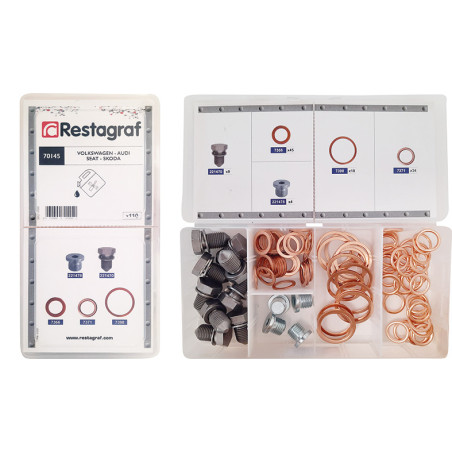 MINI-COFFRET D'ASSORTIMENT DE BOUCHONS ET JOINTS DE VIDANGE TYPE AUDI-SEAT-SKODA-VOLKSWAGEN