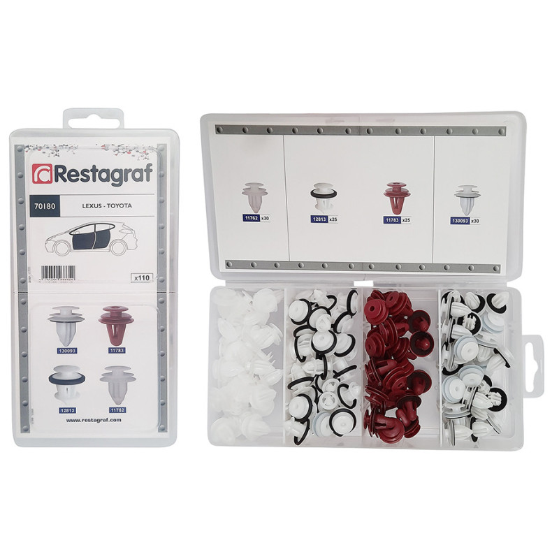 MINI-COFFRET D'ASSORTIMENT D'AGRAFES DE PANNEAUX TYPE LEXUS TOYOTA